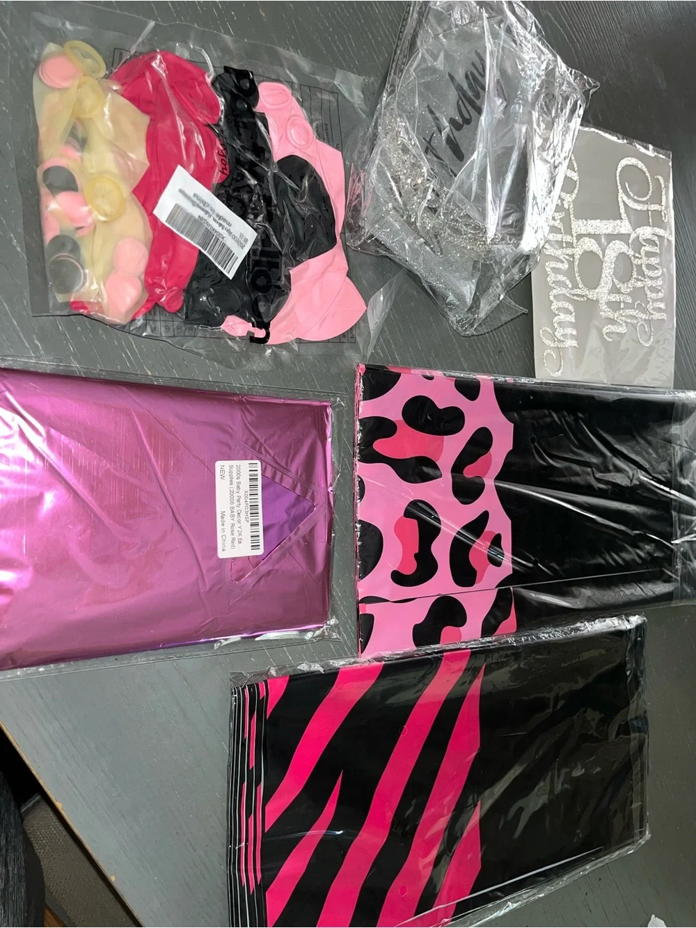 Complete Pink & Black Glam Party Bundle - Most items brand new! 18th bday/grad